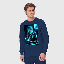 Костюм хлопковый мужской Девушка киборг в стиле Cyberpunk, цвет: тёмно-синий — фото 2