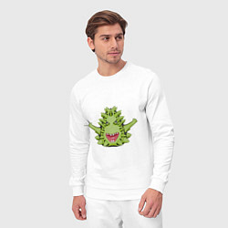 Костюм хлопковый мужской Cartoon monster with spikes green, цвет: белый — фото 2