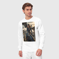 Костюм хлопковый мужской Королеву преследует дракон, цвет: белый — фото 2