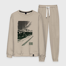 Костюм хлопковый мужской Гоночный спорткар, цвет: миндальный