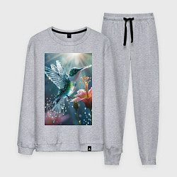 Мужской костюм Колибри летает у цветка