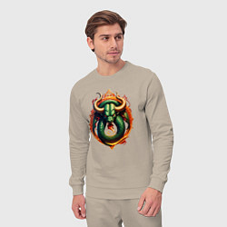 Костюм хлопковый мужской Телец в тени змеи, цвет: миндальный — фото 2