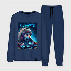 Костюм хлопковый мужской Дикобраз командный игрок - неоновое свечение, цвет: тёмно-синий