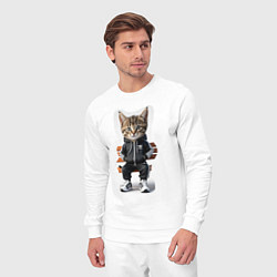 Костюм хлопковый мужской Котенок гопник, цвет: белый — фото 2