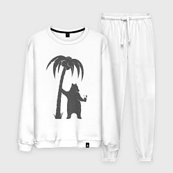 Костюм хлопковый мужской Мишка и пальма, цвет: белый