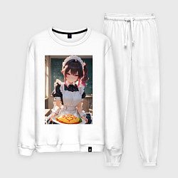 Костюм хлопковый мужской Горничная в maid-cafe украшает еду, цвет: белый