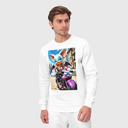 Костюм хлопковый мужской Руж из Somic едет на мотоцикле, цвет: белый — фото 2