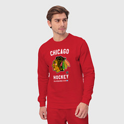 Костюм хлопковый мужской Chicago Blackhawks team NHL, цвет: красный — фото 2