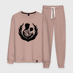 Костюм хлопковый мужской Педиатр с ребенком, цвет: пыльно-розовый