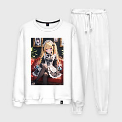 Костюм хлопковый мужской Лоли-горничная сидит в кресле, цвет: белый