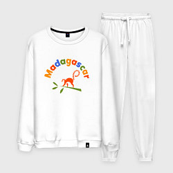 Костюм хлопковый мужской Лемур в Мадагаскаре, цвет: белый