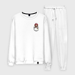 Костюм хлопковый мужской Карманный Марио, цвет: белый