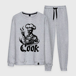 Костюм хлопковый мужской Повар готовит блюдо, цвет: меланж
