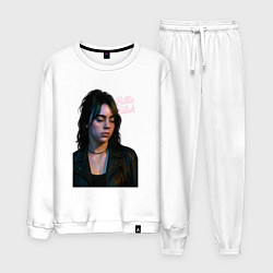 Костюм хлопковый мужской Билли Айлиш смотрит вниз, цвет: белый