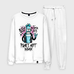 Костюм хлопковый мужской Graffiti Bender - punks not dead, цвет: белый