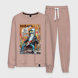 Костюм хлопковый мужской Гитарист Бендер - тяжёлый рок, цвет: пыльно-розовый