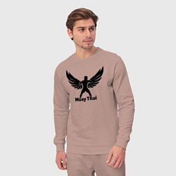 Костюм хлопковый мужской Муай Тай: Крылья Победы, цвет: пыльно-розовый — фото 2