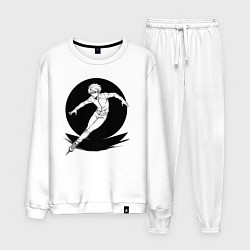 Костюм хлопковый мужской Конькобежец аниме, цвет: белый