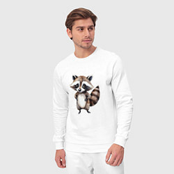 Костюм хлопковый мужской Енот стоит на задних лапах, цвет: белый — фото 2