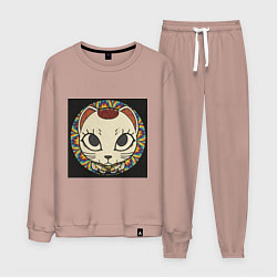 Костюм хлопковый мужской Радужный Дандадан, цвет: пыльно-розовый