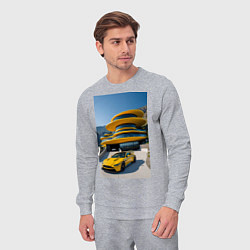 Костюм хлопковый мужской Желтый суперкар у дома, цвет: меланж — фото 2