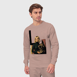 Костюм хлопковый мужской Девушки и старый водолазный шлем ретрофутуризм поп, цвет: пыльно-розовый — фото 2