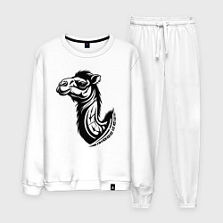 Костюм хлопковый мужской Стильный верблюд, цвет: белый