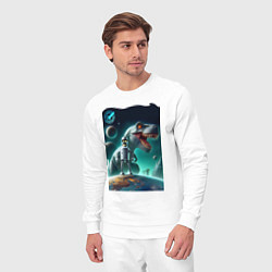 Костюм хлопковый мужской Bender bending robot and tyrannosaurus - planet ex, цвет: белый — фото 2