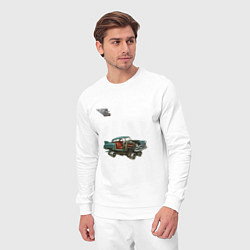 Костюм хлопковый мужской Летающий автомобиль, ретроутуризм, цвет: белый — фото 2