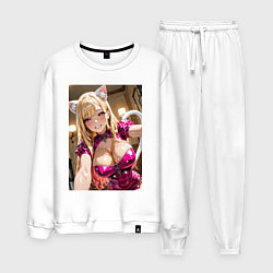 Костюм хлопковый мужской Марин Китагава наряде гламурной кошки, цвет: белый