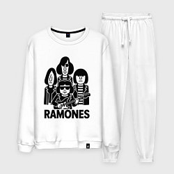 Костюм хлопковый мужской Ramones силуэты, цвет: белый