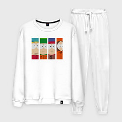 Костюм хлопковый мужской Южный Парк главные герои, цвет: белый