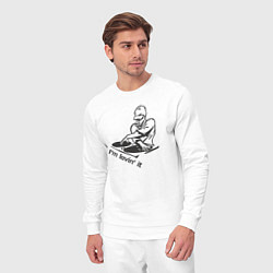 Костюм хлопковый мужской Люблю диджеинг, цвет: белый — фото 2