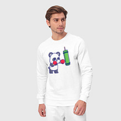 Костюм хлопковый мужской Панда боксёр, цвет: белый — фото 2