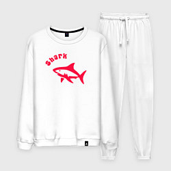 Костюм хлопковый мужской Акула-красный силуэт, цвет: белый