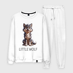 Костюм хлопковый мужской Юный волчонок, цвет: белый