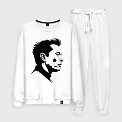 Костюм хлопковый мужской Илон Маск в профиль, цвет: белый