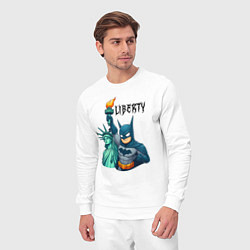 Костюм хлопковый мужской Batman and statue of Liberty - ai art fantasy, цвет: белый — фото 2