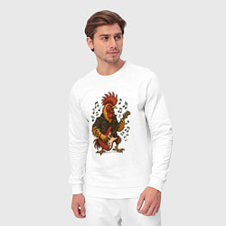 Костюм хлопковый мужской Петух гитарист рокер, цвет: белый — фото 2