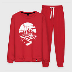 Костюм хлопковый мужской Завод в горах, цвет: красный