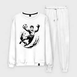 Костюм хлопковый мужской Вратарь ловит мяч, цвет: белый