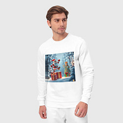 Костюм хлопковый мужской Дед Морозио и Принцесса Снегурочка: вперёд за пода, цвет: белый — фото 2