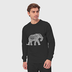 Костюм хлопковый мужской Расписной слон, цвет: черный — фото 2