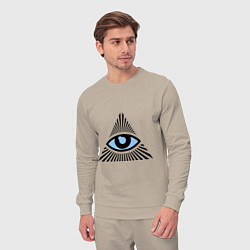 Костюм хлопковый мужской Всевидящее око (глаз в треугольнике), цвет: миндальный — фото 2