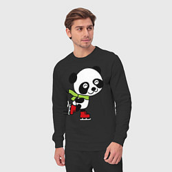 Костюм хлопковый мужской Панда на коньках, цвет: черный — фото 2