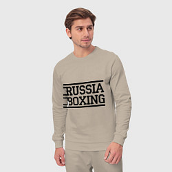 Костюм хлопковый мужской Russia boxing, цвет: миндальный — фото 2