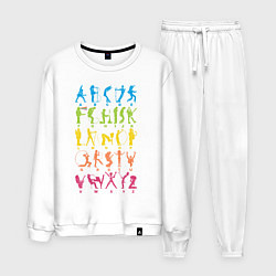 Костюм хлопковый мужской Алфавит рока, цвет: белый