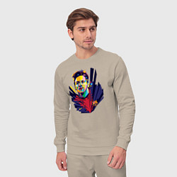 Костюм хлопковый мужской Messi Art, цвет: миндальный — фото 2