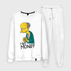 Костюм хлопковый мужской Mr. Burns: I get money, цвет: белый