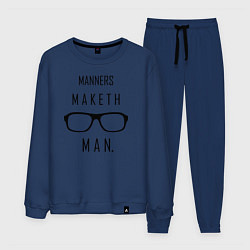 Костюм хлопковый мужской Kingsman: Manners maketh man, цвет: тёмно-синий